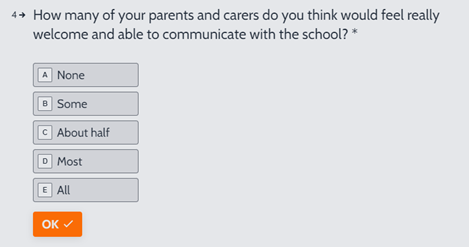 An example of a question from the school environment and leadership survey